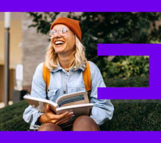 Student reading a book