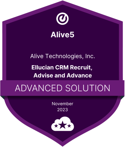 Alive Technologies, Inc Alive5 - Ellucian CRM Recruit, Advise and Advance Advanced Solution