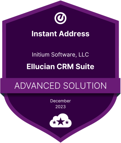 Instant Address Initium Software LLC - Ellucian CRM Suite - Advanced Solution