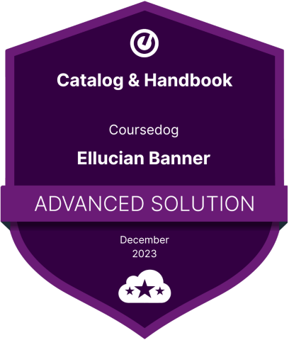 Coursedog - Catalog & Handbook - Ellucian Banner Advanced Solution badge