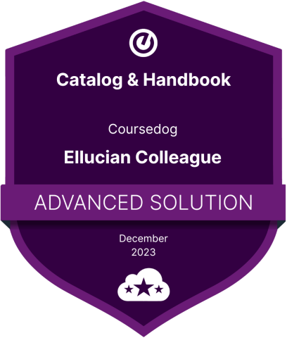 Coursedog - Catalog & Handbook - Ellucian Colleague Advanced Solution badge