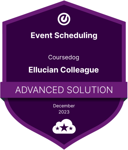 Coursedog - Event Scheduling - Ellucian Colleague Advanced Solution badge